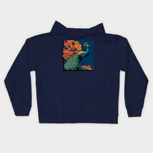 Beautiful Peacock and Stunning Matching Foliage Kids Hoodie